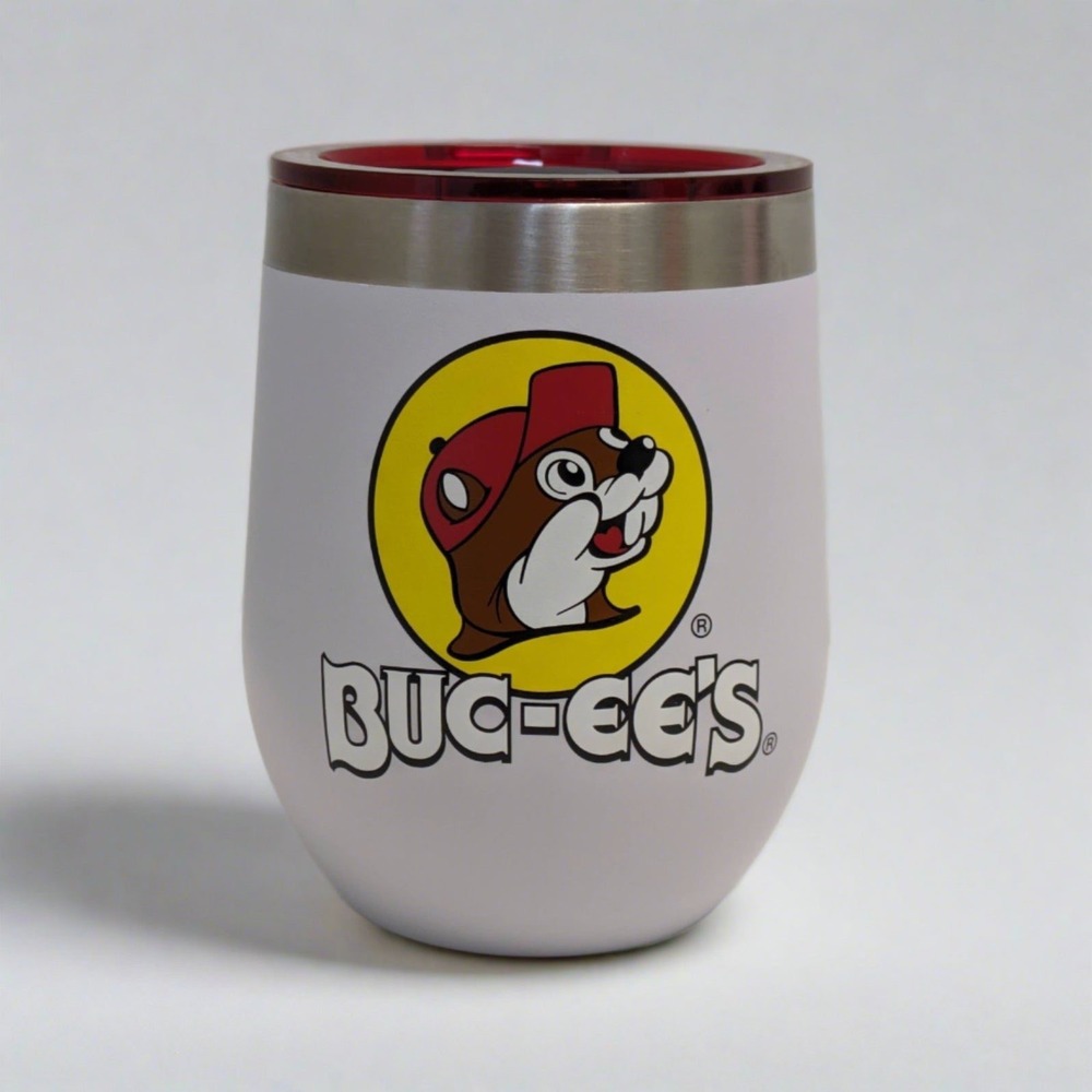Buc-ee's Yukon Outfitters 10oz Insulated Wine Tumbler White Stainless Steel Logo